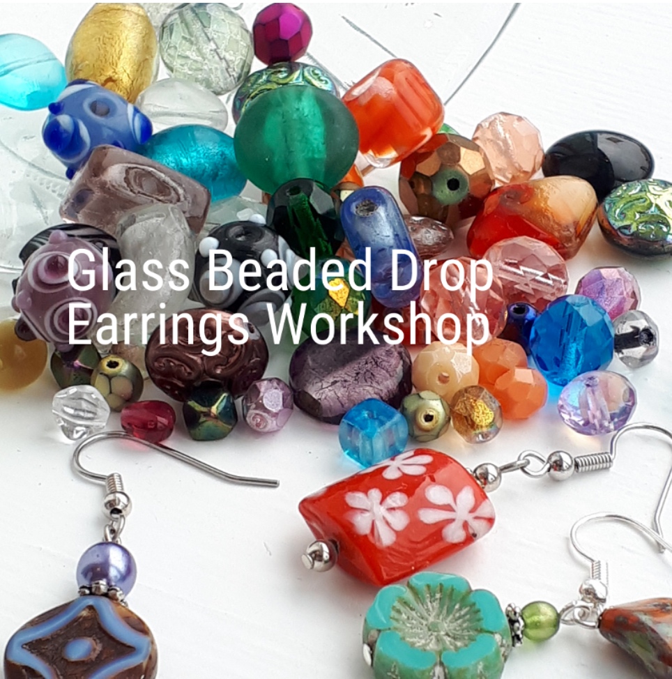 Glass beaded drop earrings workshop