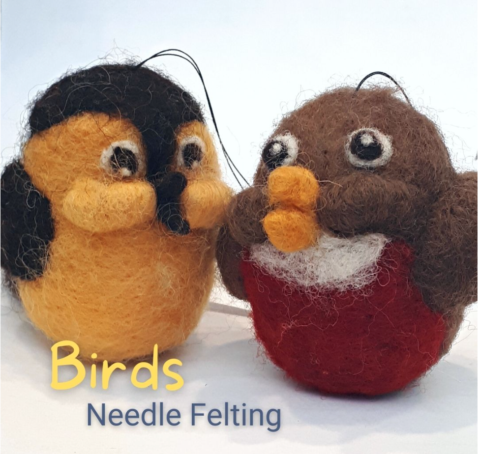 Birds needle felting. Image of felt birds.