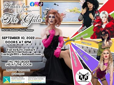 Amour Love presents The Gala.

Perth Andover Civic Center, September 10, 2022. Doors at 6pm.

For tickets contact luciegirl05@hotmail.com $40 preorder, $45 at the door