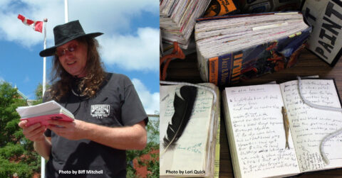 Joe Blades reads his poetry. Also a photo of some of his journals