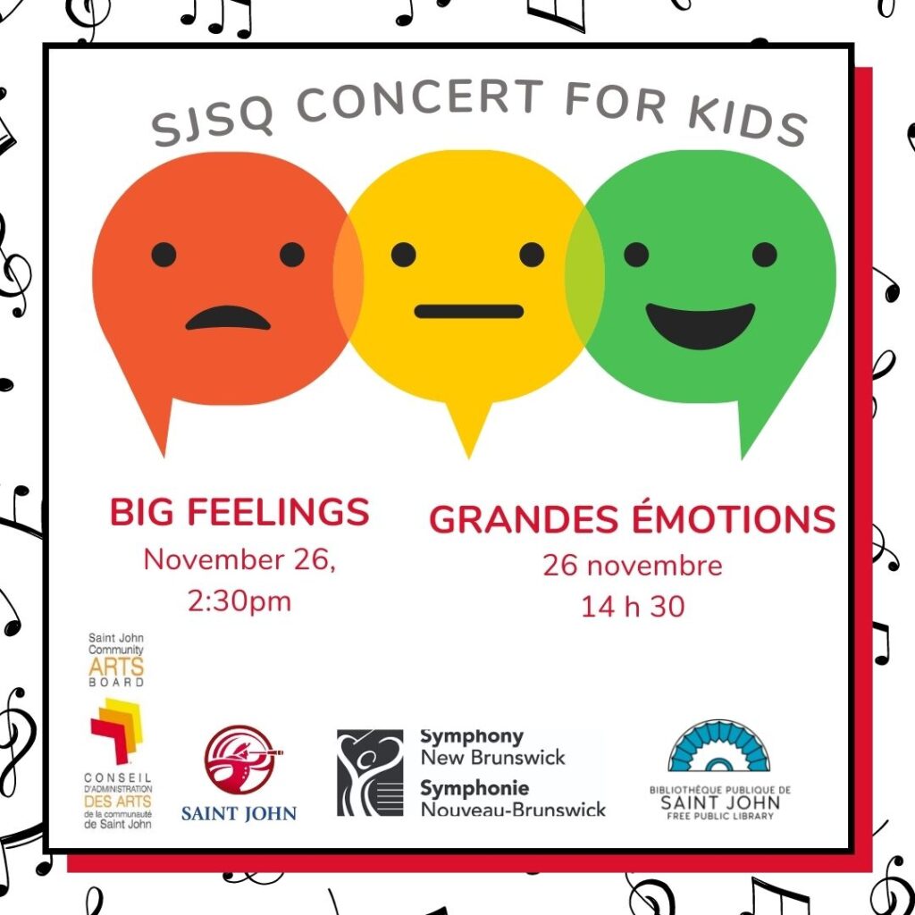 SJSQ Concert for Kids. Big Feelings. November 26, 2:30pm