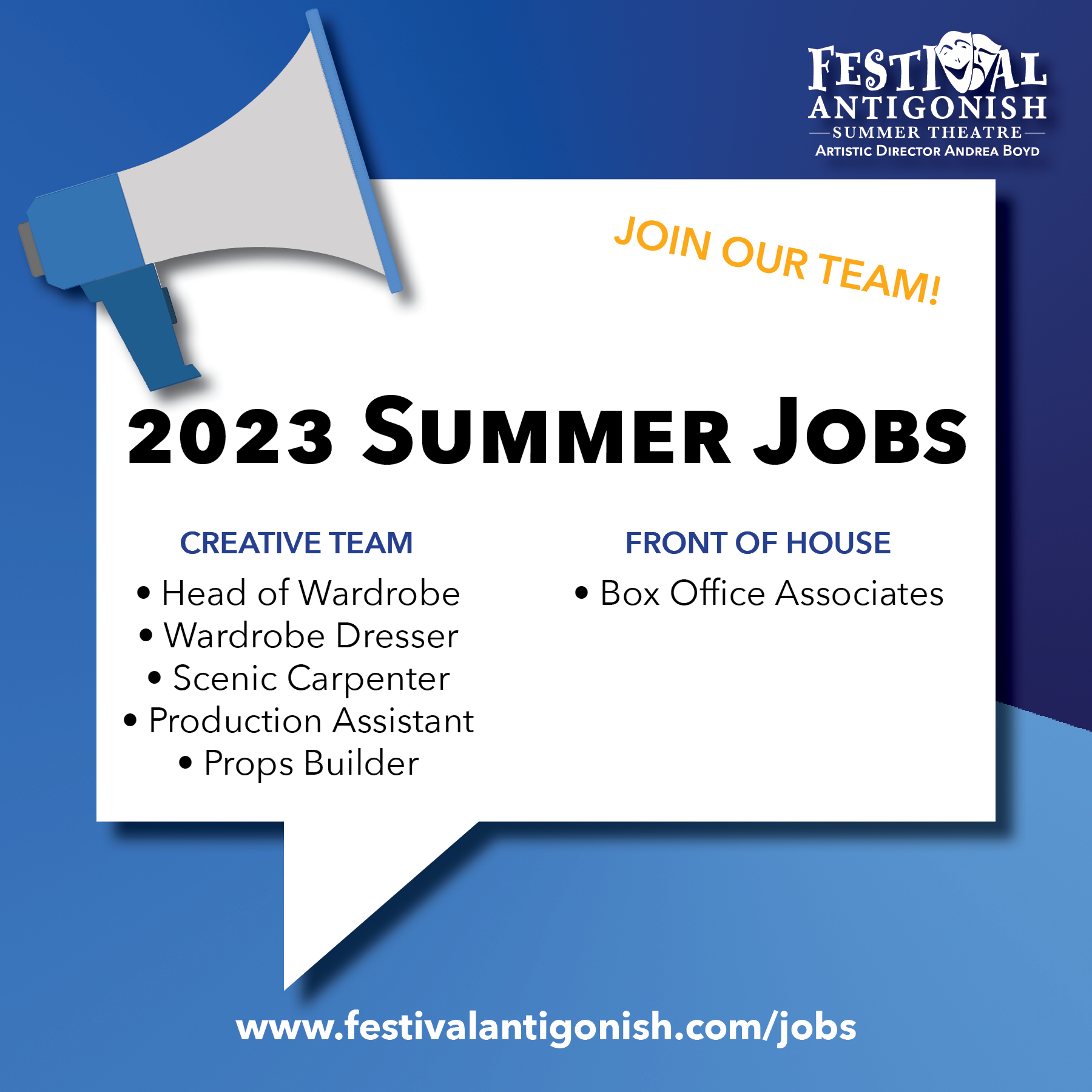 Summer Jobs: Festival Antigonish Summer Theatre 2023 ? - ArtsLink NB