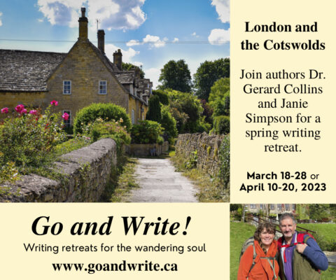 London and the Cotswolds. Join authors Dr. Gerard Collins and Janie Simpson for a spring writing retreat. March 18-28 or April 10-20, 2023.
