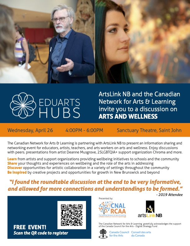 Eduarts Hubs. ArtsLink and the Canadian Network for Arts and Learning invite you to a discussion on Arts and Wellness