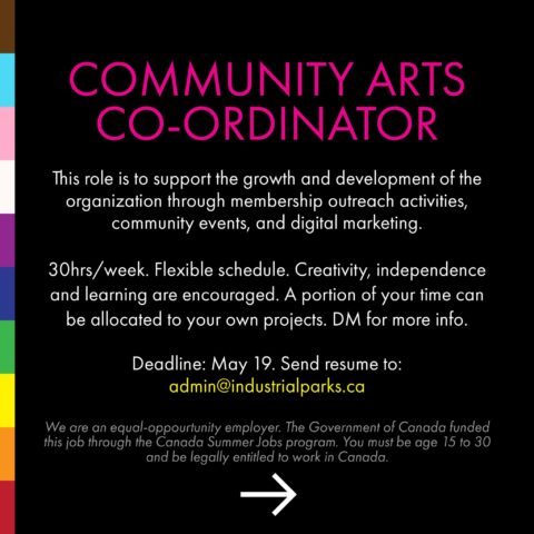 Text says: Community Arts Coordinator Image describes the role