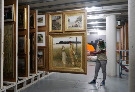 An image of some paintings in a paint vault